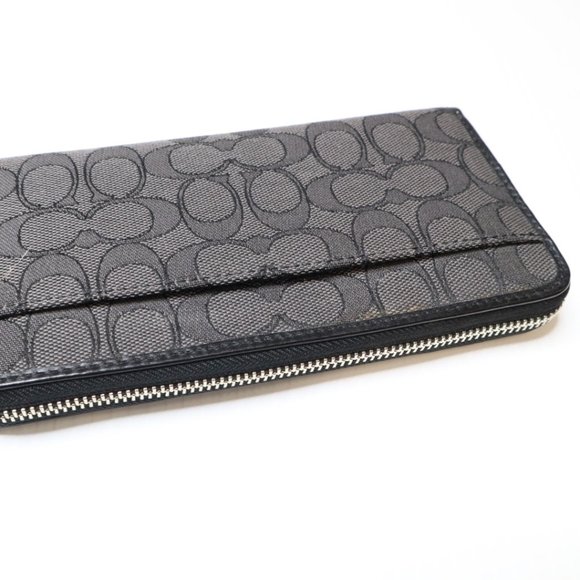 COACH Signature Accordion Zip Wallet BLACK, Like New - Picture 5 of 7